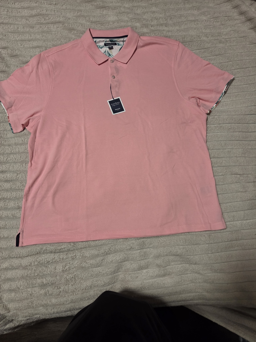 New Club Room Size XXL ,Men's Light Pink Polo with Contrast Trim
